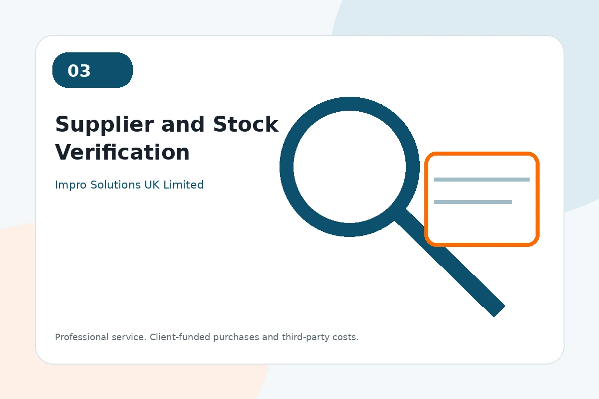 Supplier and Stock Verification by Impro Solutions UK Limited